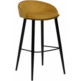 DAN-FORM Okrově žlutá sametová barová židle DanForm Dual 76 cm