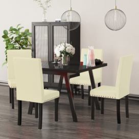 Jídelní židle 4 ks PVC / dřevo Dekorhome Krémová
