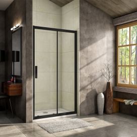 H K Luxusní posuvné sprchové dveře ALTO BLACK 96- 100x195cm L/P se Soft close zavíráním