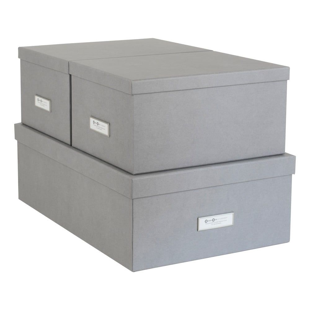 Sada 3 šedých úložných krabic Bigso Box of Sweden Inge - Bonami.cz