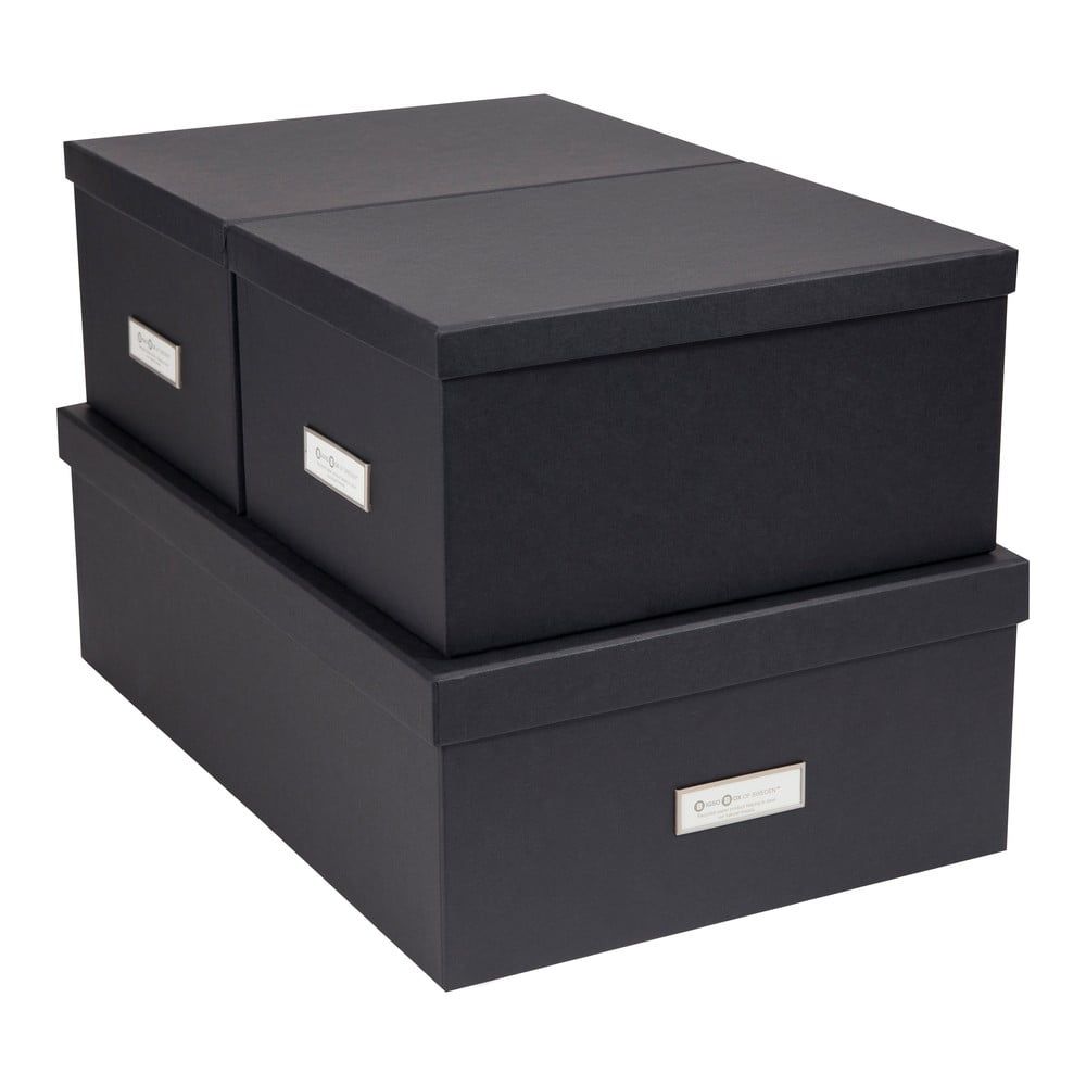 Sada 3 tmavě šedých úložných krabic Bigso Box of Sweden Inge - Bonami.cz