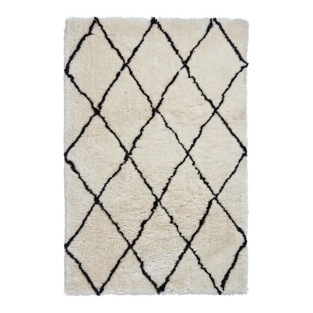 Krémově bílý koberec s černými detaily Think Rugs Morocco, 150 x 230 cm - Bonami.cz