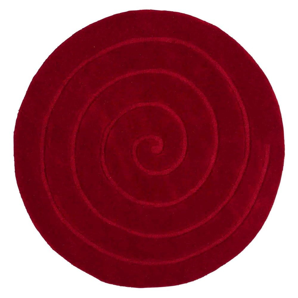 Rubínově červený vlněný koberec Think Rugs Spiral, ⌀ 140 cm - Bonami.cz