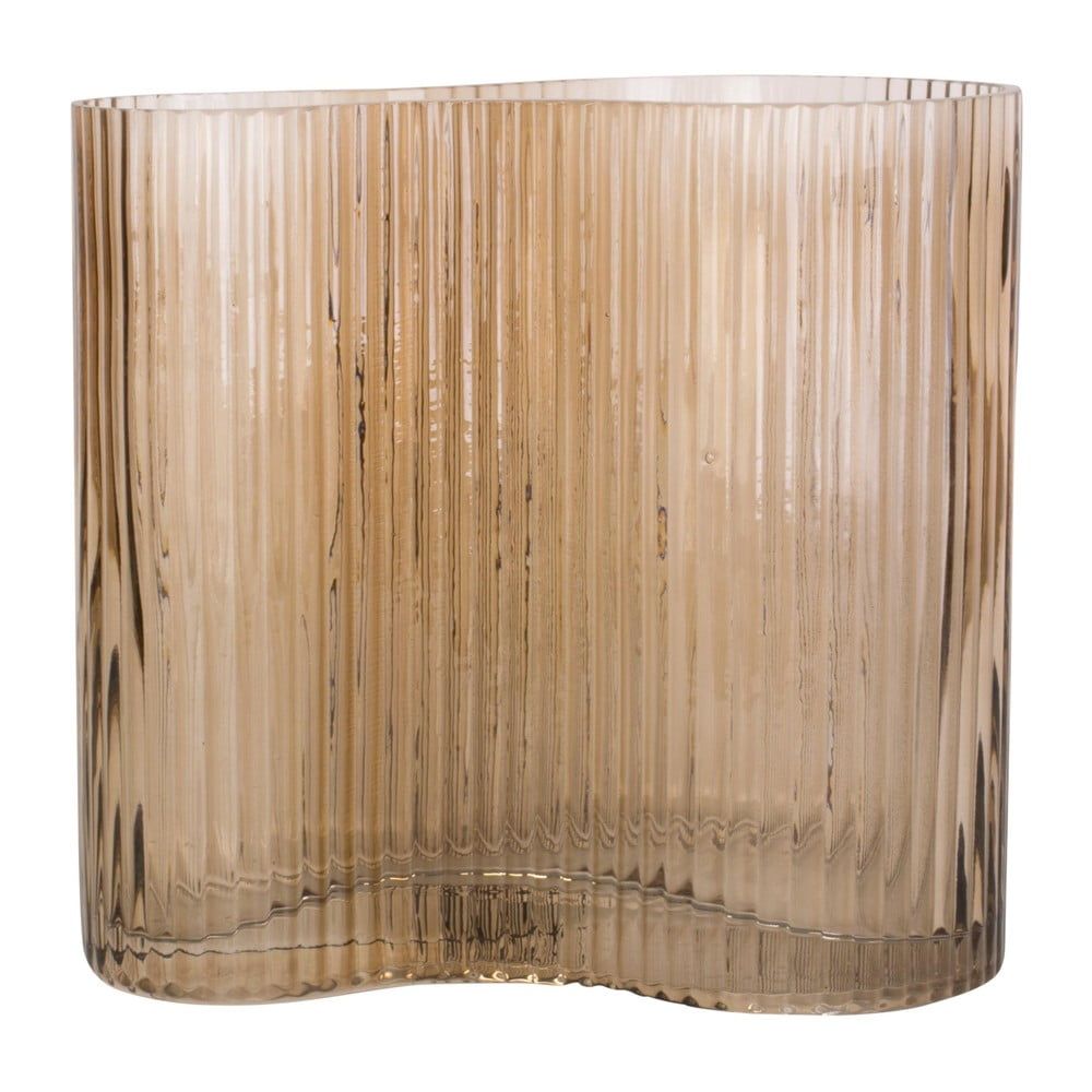 Světle hnědá skleněná váza PT LIVING Wave, výška 18 cm - Bonami.cz