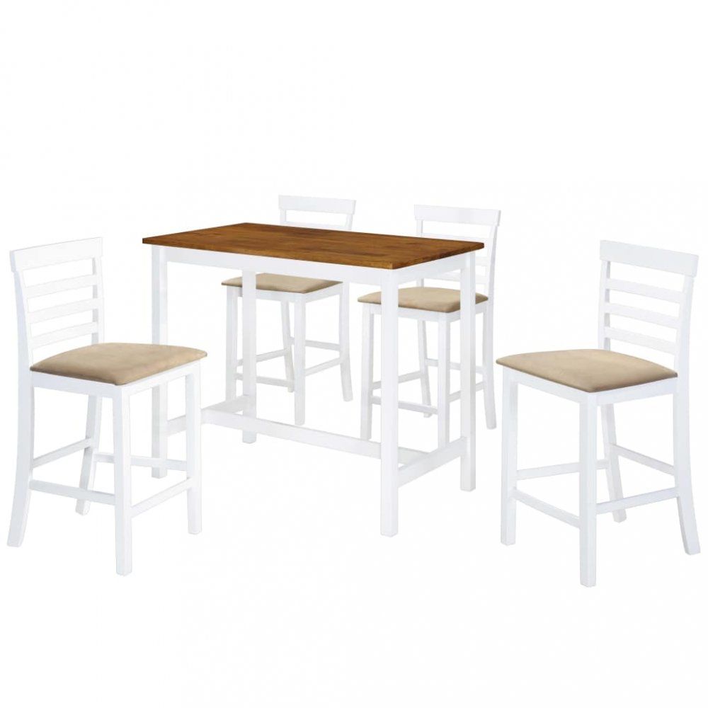 Barový stůl a židle sada 5 kusů hnědo-bílé Dekorhome - DEKORHOME.CZ