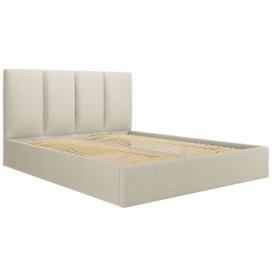 Béžová látková dvoulůžková postel MICADONI Pyla 180 x 200 cm
