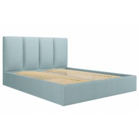 Světle modrá látková dvoulůžková postel MICADONI Pyla 180 x 200 cm
