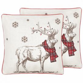 Sada 2 dekorativních polštářů s vánočním motivem 45 x 45 cm červené/bílé SVEN