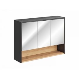 Comad Závěsná koupelnová skříňka se zrcadlem Borneo Cosmos 845 3D šedá/dub artisan Houseland.cz