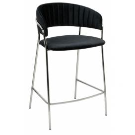 Barová židle MARGO 65 Černý samet, Podstavec pochromovaná