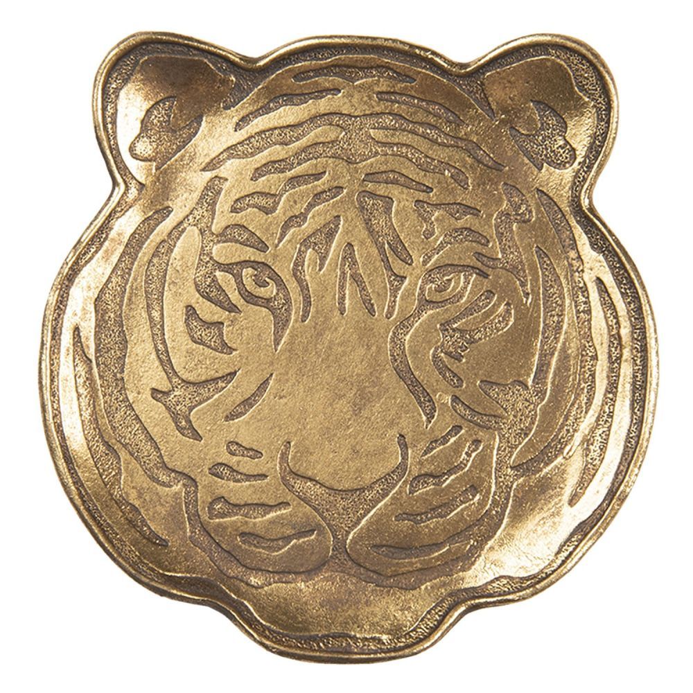 Zlatý dekorační tácek hlavy tygra - 14*1*14 cm Clayre & Eef - LaHome - vintage dekorace