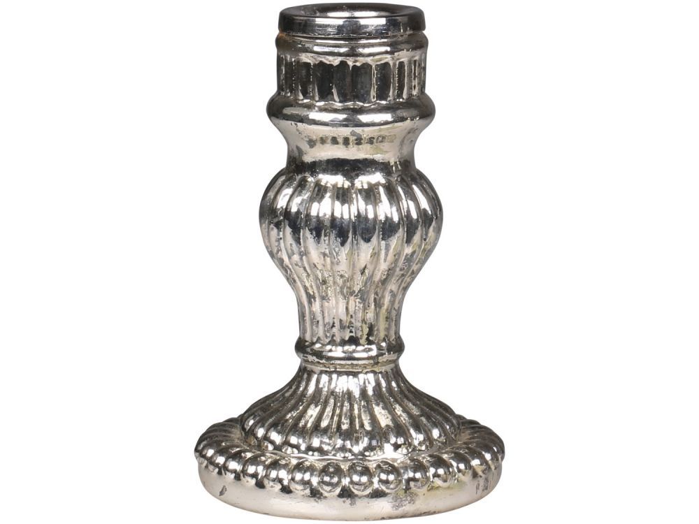 Stříbrný antik skleněný svícen Mercury - Ø 7*11,5 cm Chic Antique - LaHome - vintage dekorace