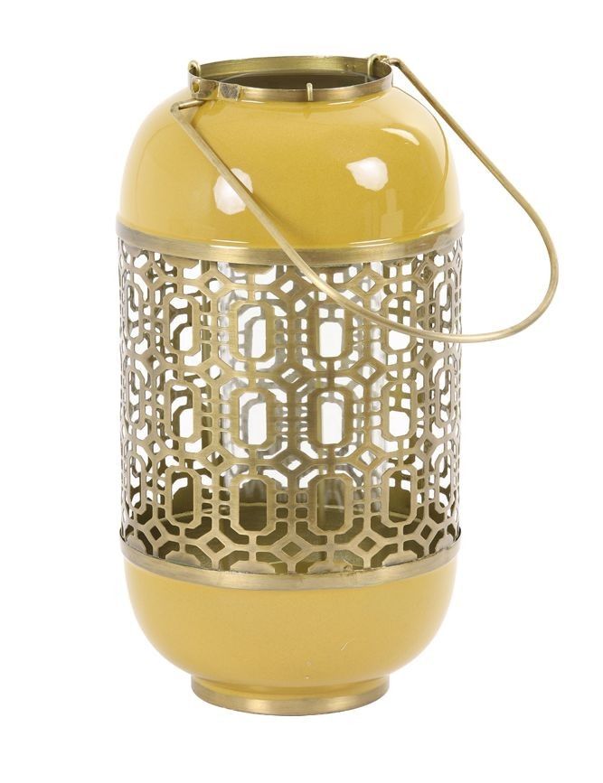 Žluto -zlatá kovová lucerna Rohit - Ø 16*30 cm Light & Living - LaHome - vintage dekorace