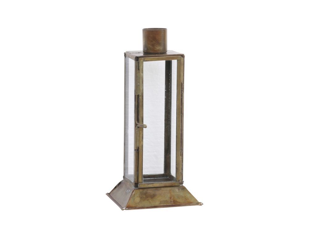 Mosazný antik kovový svícen na úzkou svíčku Forei - 6*6*16cm Chic Antique - LaHome - vintage dekorace