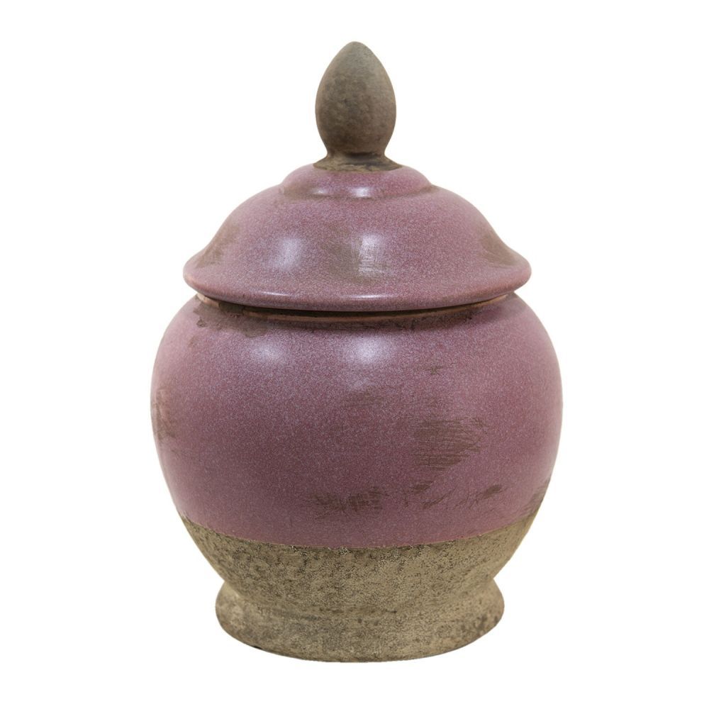 Růžovo-béžová keramická dóza Pinae - Ø 19*26 cm Clayre & Eef - LaHome - vintage dekorace