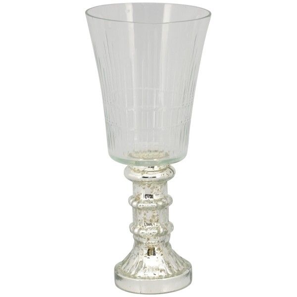 Skleněný svícen na stříbrné noze na čajovou svíčku Vitreous - Ø 10*23 cm Exner - LaHome - vintage dekorace