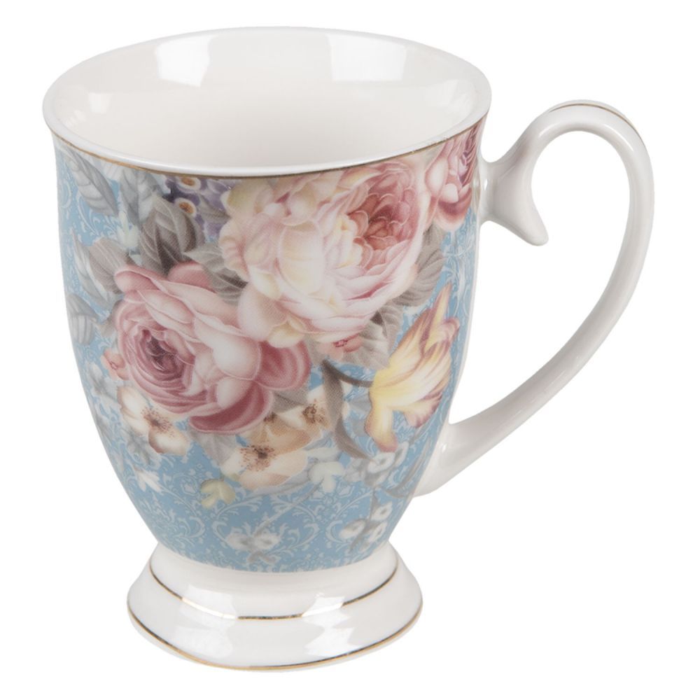 Porcelánový hrnek se zlatou linkou Peony Rosé - 11*8*10 cm / 300 ml Clayre & Eef - LaHome - vintage dekorace