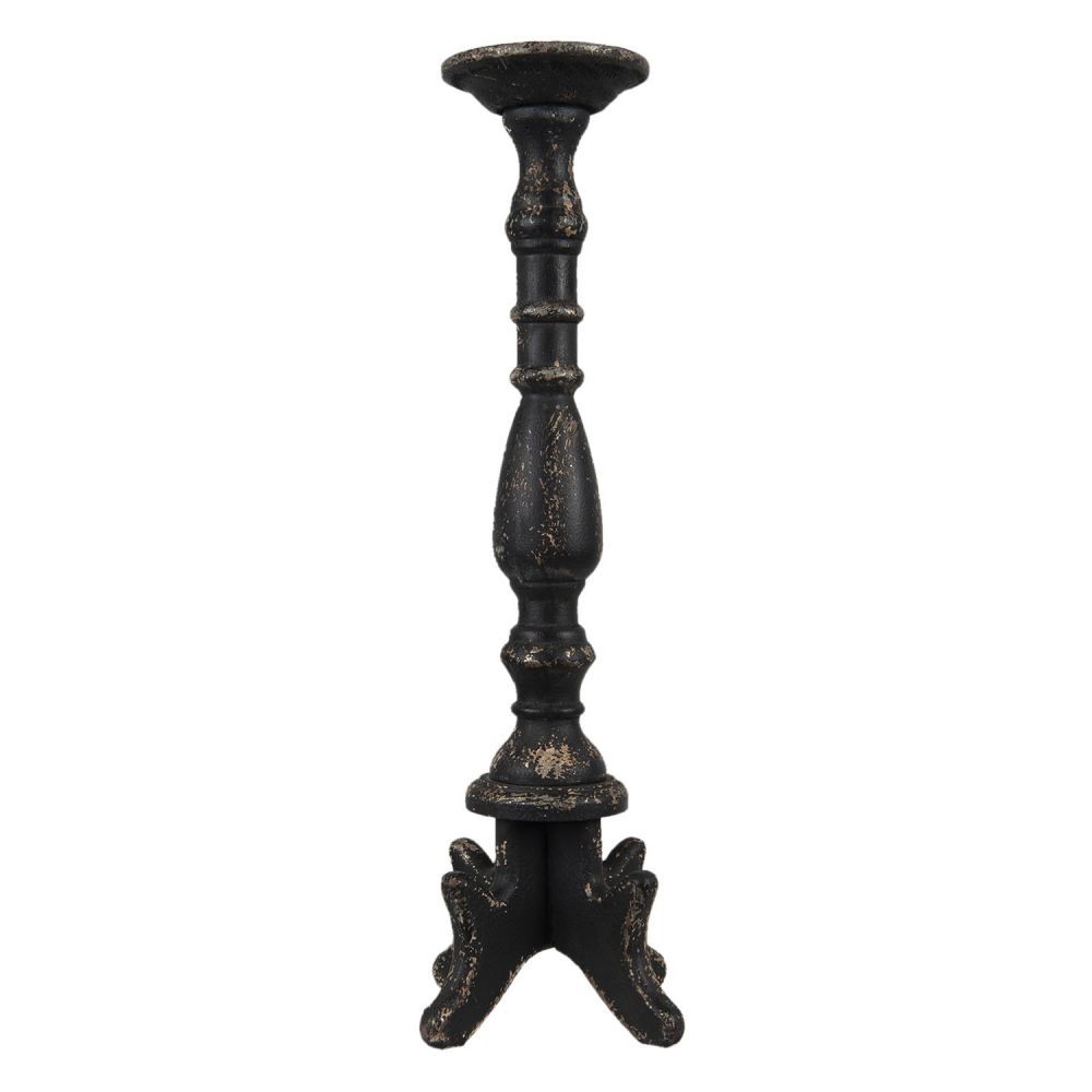 Černý antik dřevěný svícen Vien - Ø 21*60 cm Clayre & Eef - LaHome - vintage dekorace