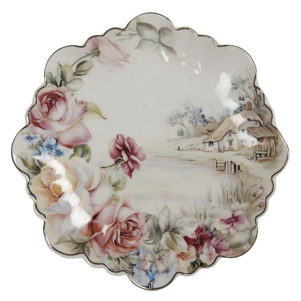 Dezertní talíř v dekoru a tvaru květiny Vionne - Ø 19*2 cm Clayre & Eef - LaHome - vintage dekorace