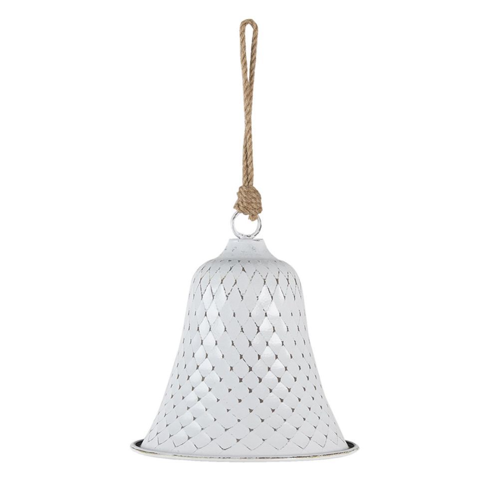 Bílý kovový zvonek - Ø 15*16 cm Clayre & Eef - LaHome - vintage dekorace