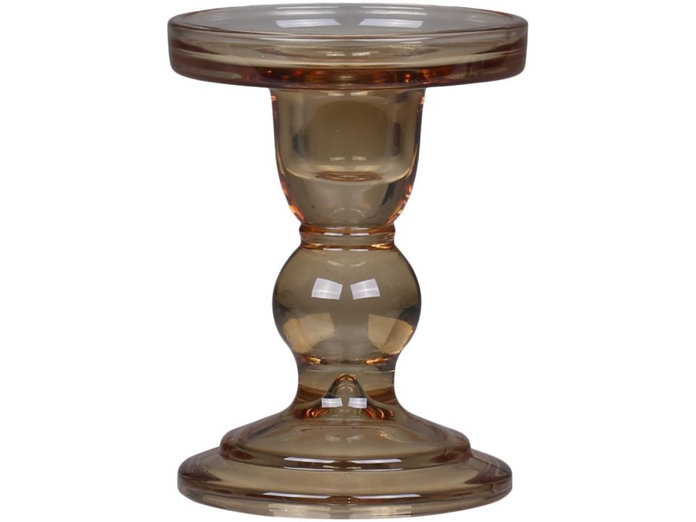 Karamelový skleněný svícen Pillar - Ø 8,5*11,5 cm Chic Antique - LaHome - vintage dekorace
