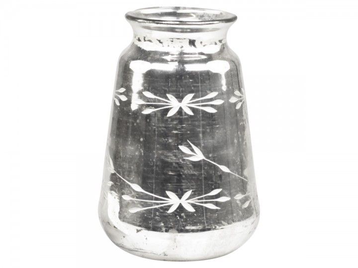 Stříbrná antik skleněná dekorační váza Silb -  Ø 14*20cm Chic Antique - LaHome - vintage dekorace