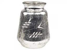 Stříbrná antik skleněná dekorační váza Silb -  Ø 11*15cm Chic Antique - LaHome - vintage dekorace