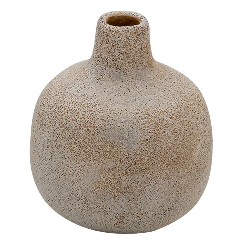 Krémová keramická váza s patinou Annora - Ø 9*9 cm Clayre & Eef - LaHome - vintage dekorace