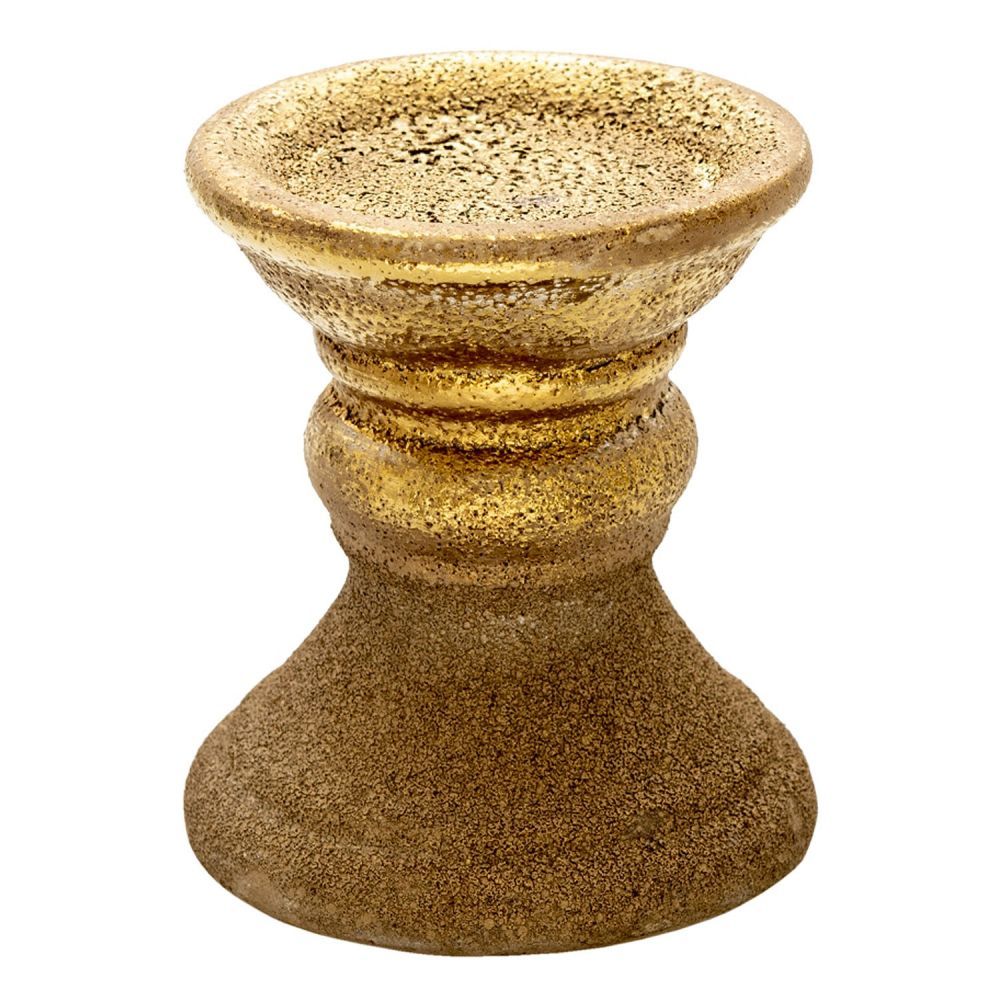 Zlatý keramický svícen s patinou Alwyn - Ø 13*15 cm Clayre & Eef - LaHome - vintage dekorace