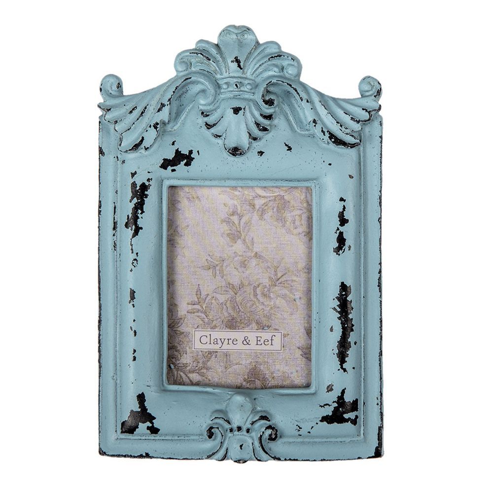 Modrý zdobený fotorámeček - 9*1*14 cm / 5*8 cm Clayre & Eef - LaHome - vintage dekorace