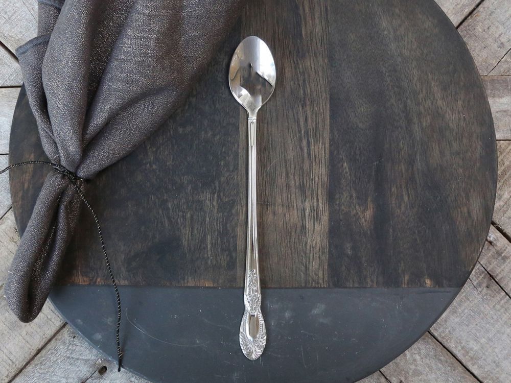 Stříbrná kovová lžička na Latté - 20cm Chic Antique - LaHome - vintage dekorace