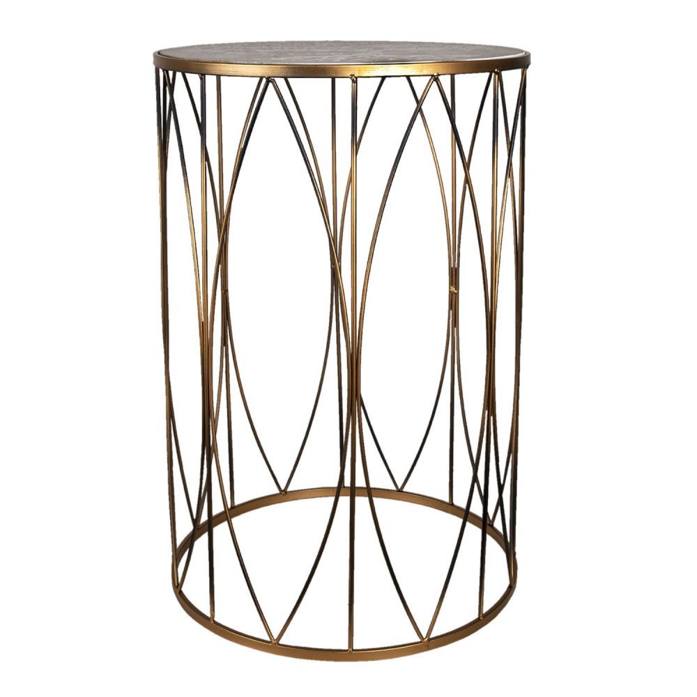 Zlatý kovový odkládací stolek Tree of Life - Ø 40*60 cm Clayre & Eef - LaHome - vintage dekorace