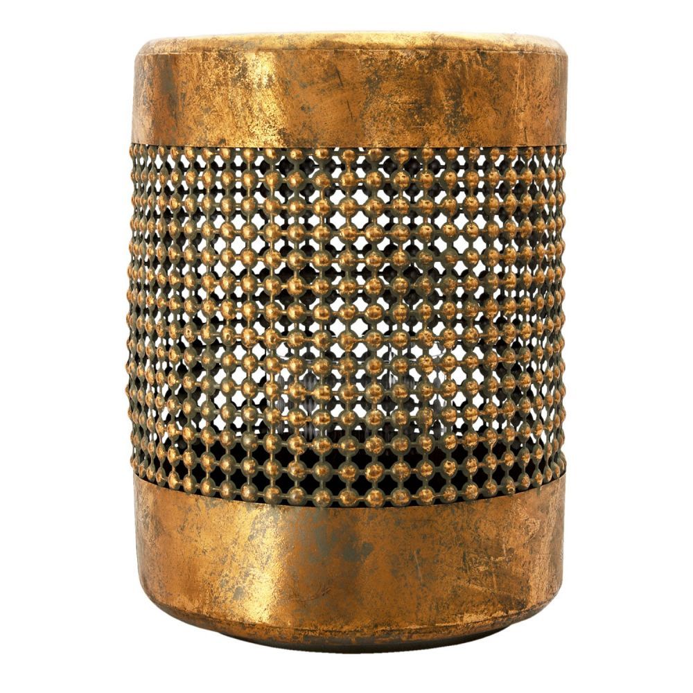 Kovová lucerna se zlatou patinou Aubree - Ø 34*45 cm Clayre & Eef - LaHome - vintage dekorace