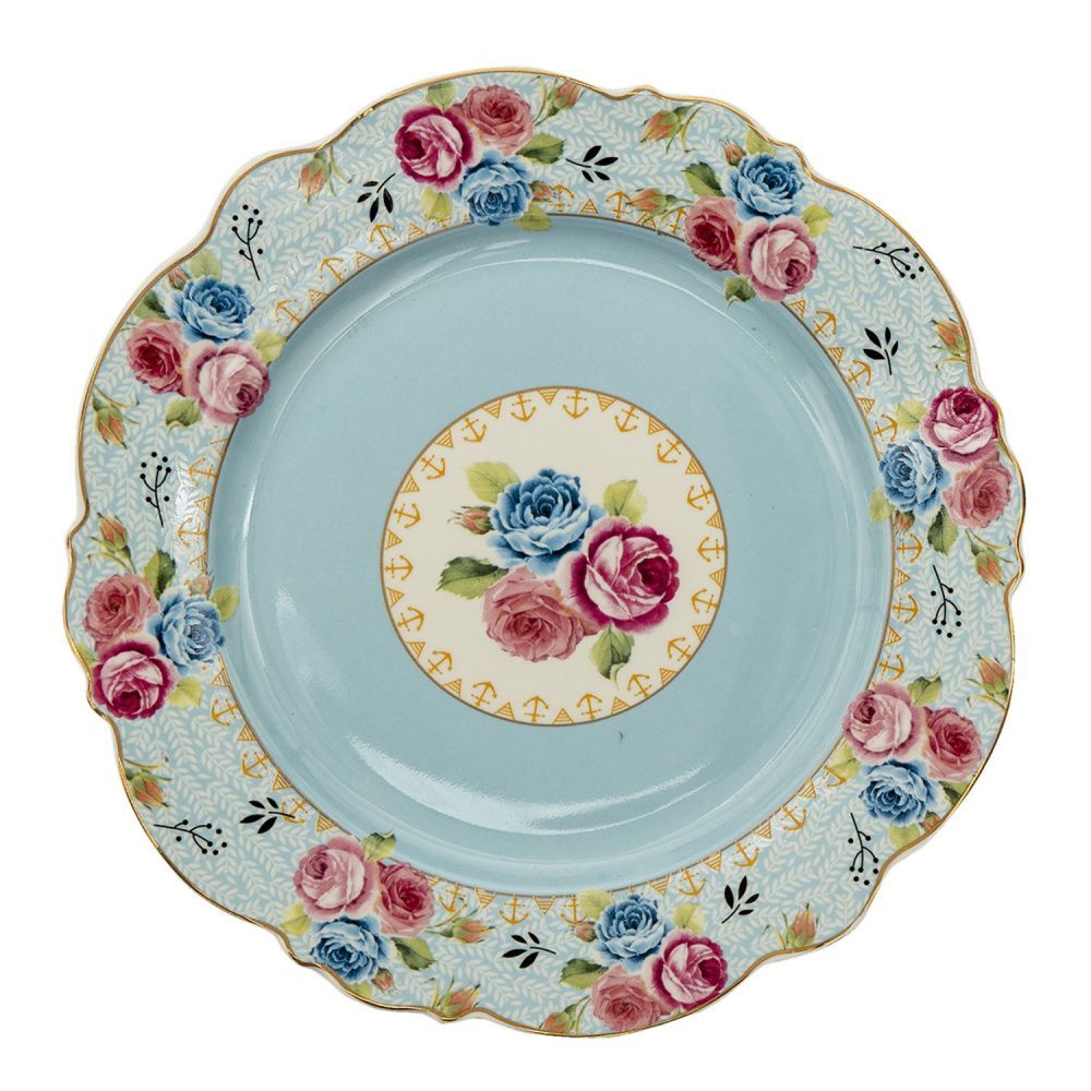 Dezertní talíř Blue Garden - Ø 20*2 cm Clayre & Eef - LaHome - vintage dekorace