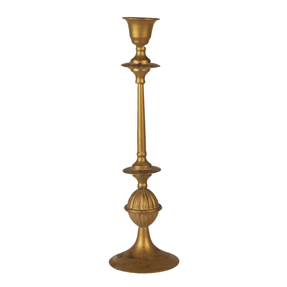 Kovový zlatý svícen s patinou Lyric - Ø 15*53 cm Clayre & Eef - LaHome - vintage dekorace
