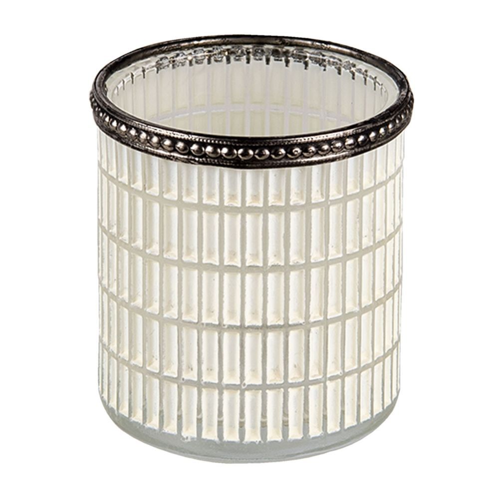 Bílý skleněný svícen Ilana - Ø 8*9 cm Clayre & Eef - LaHome - vintage dekorace