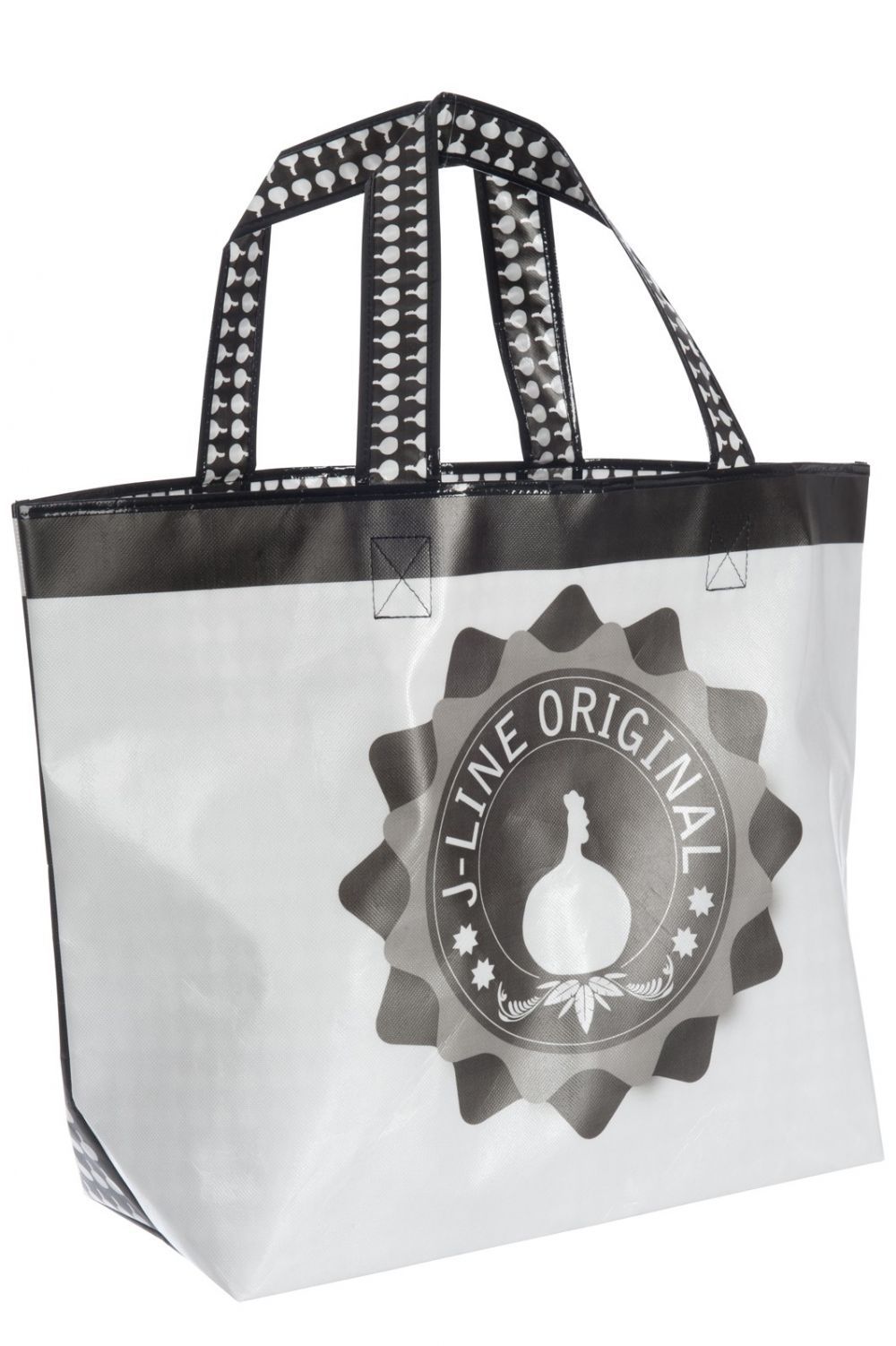 Bílo - černá plastová taška J-line - 58*40*18cm J-Line by Jolipa - LaHome - vintage dekorace