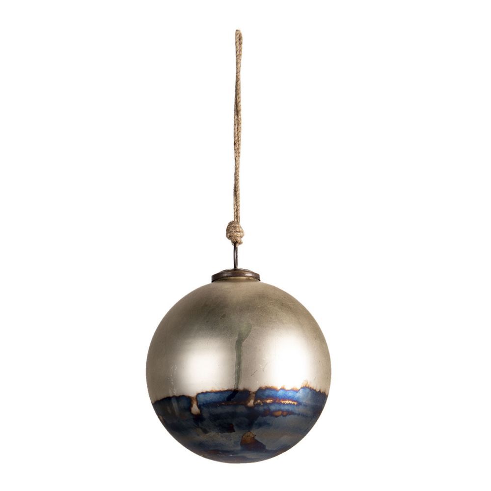 Stříbrno zlato hnědá skleněná vánoční koule - Ø 17*17 cm Clayre & Eef - LaHome - vintage dekorace