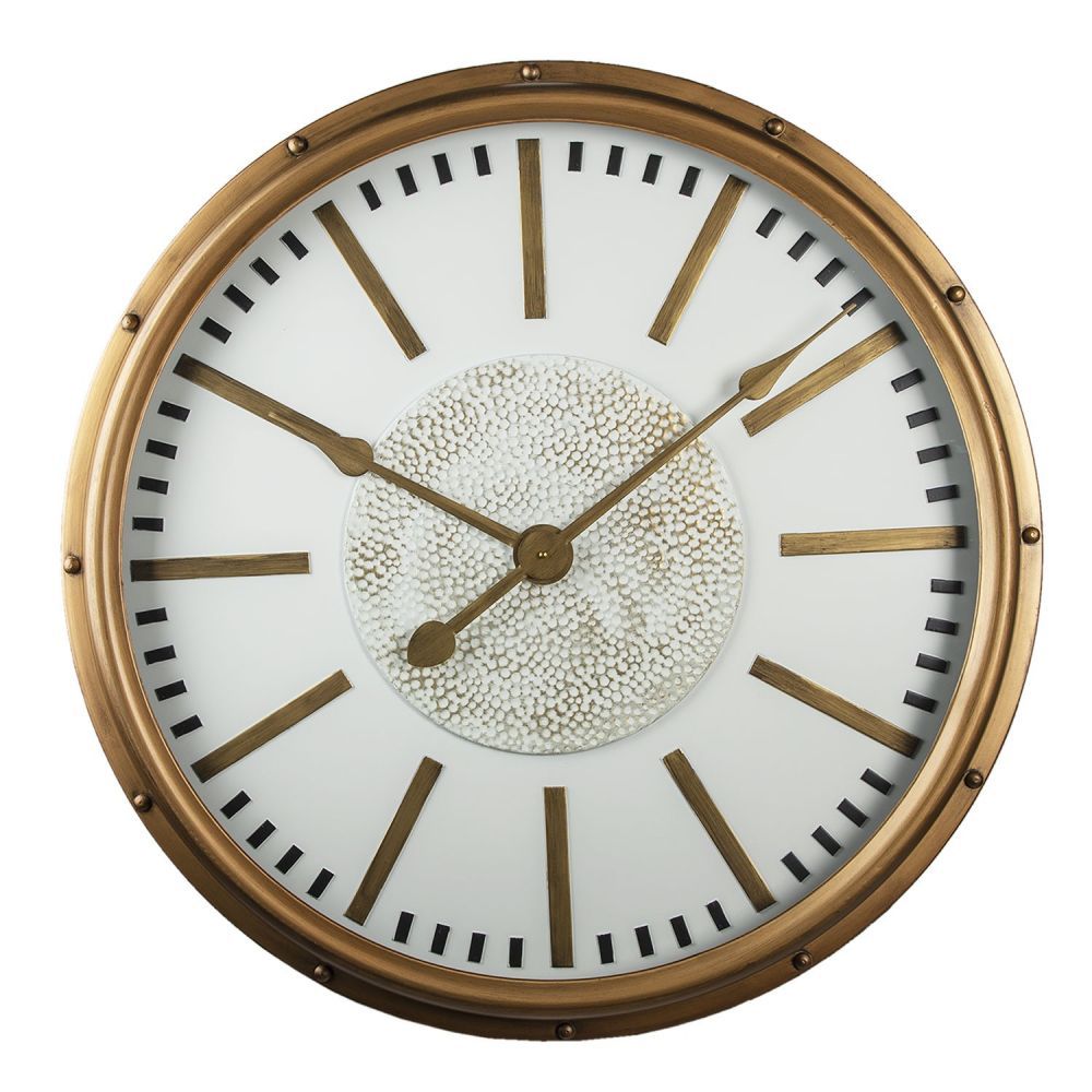 Nástěnné zlaté kulaté hodiny Gold time - Ø 80*8 cm Clayre & Eef - LaHome - vintage dekorace