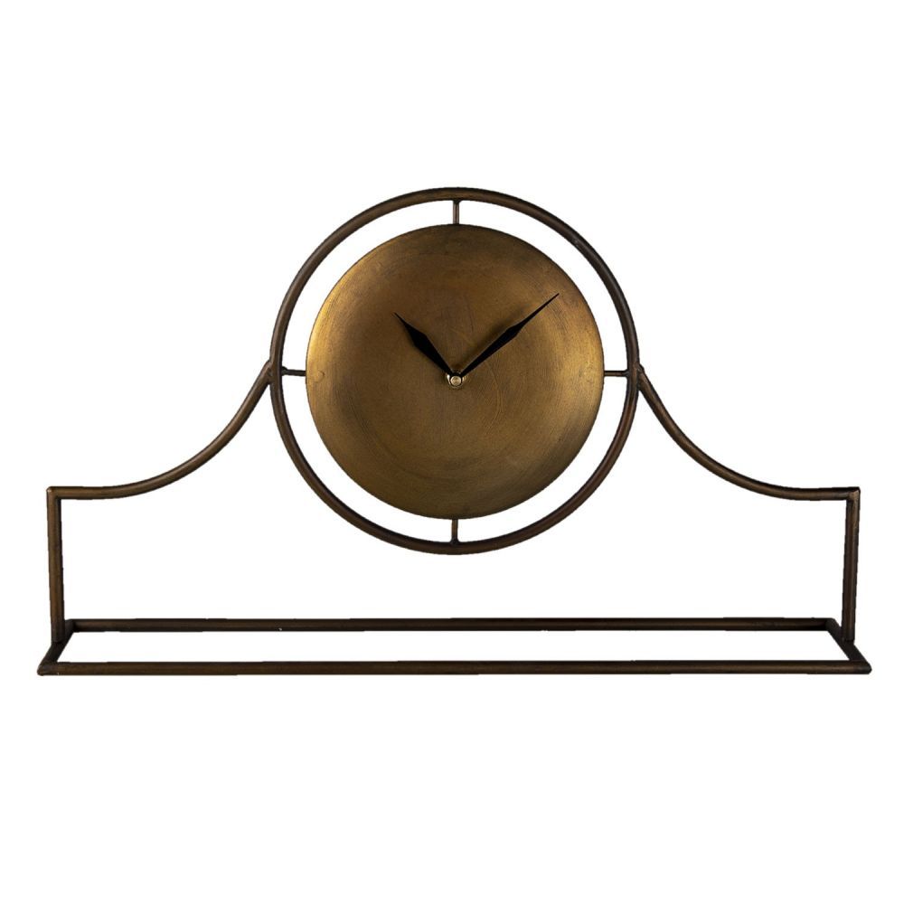 Zlato hnědé kovové stolní hodiny Alis - 58*11*33 cm / 1*AA Clayre & Eef - LaHome - vintage dekorace