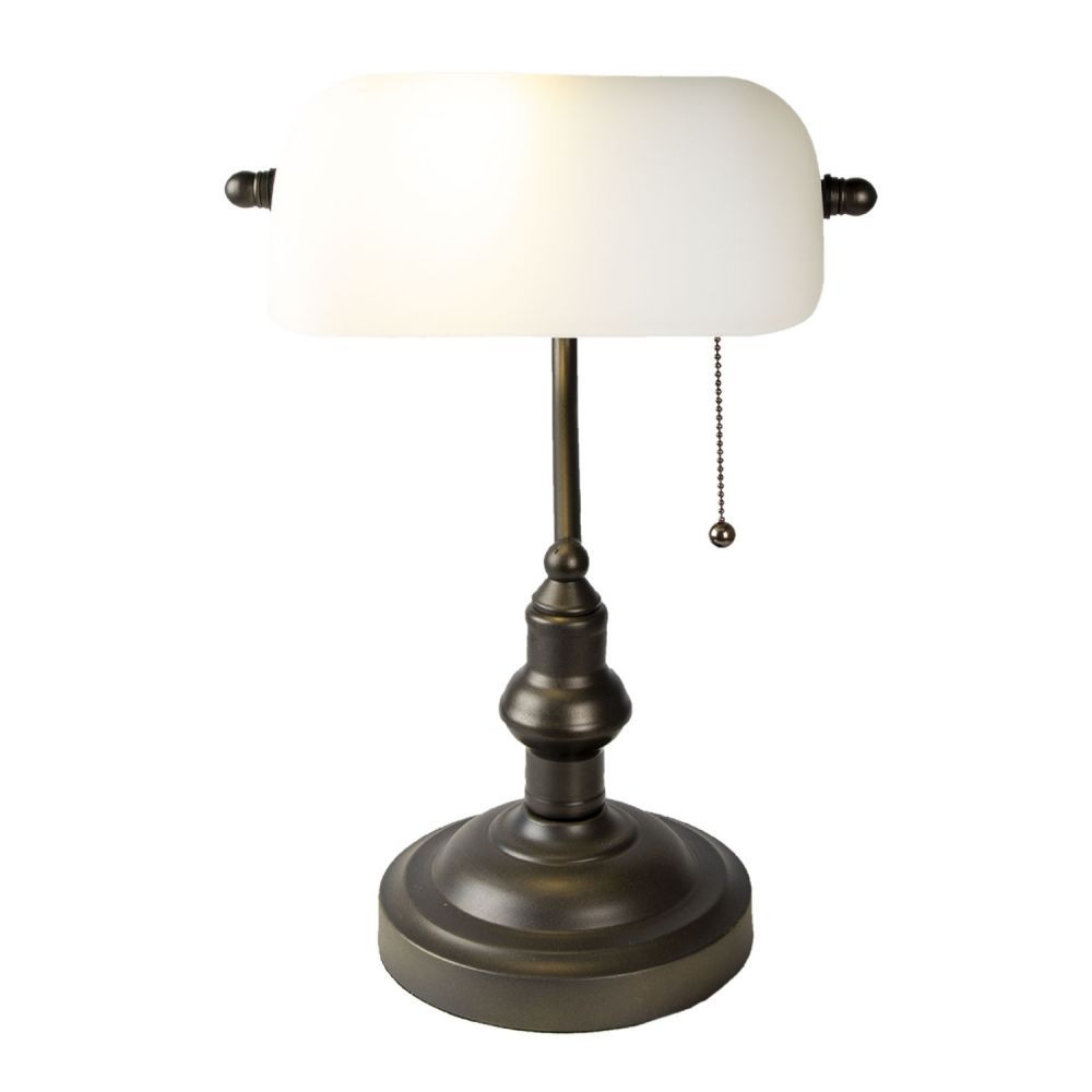 Kovová stolní lampa s bílým stínidlem Michel - Ø 27*40 cm E27/max 1*60W Clayre & Eef - LaHome - vintage dekorace