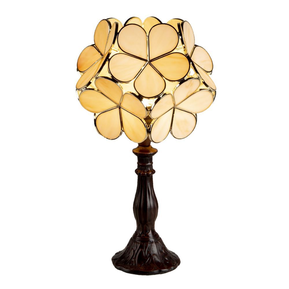 Žlutá stolní lampa Tiffany Bloom - 21*21*38 cm E14/max 1*25W Clayre & Eef - LaHome - vintage dekorace