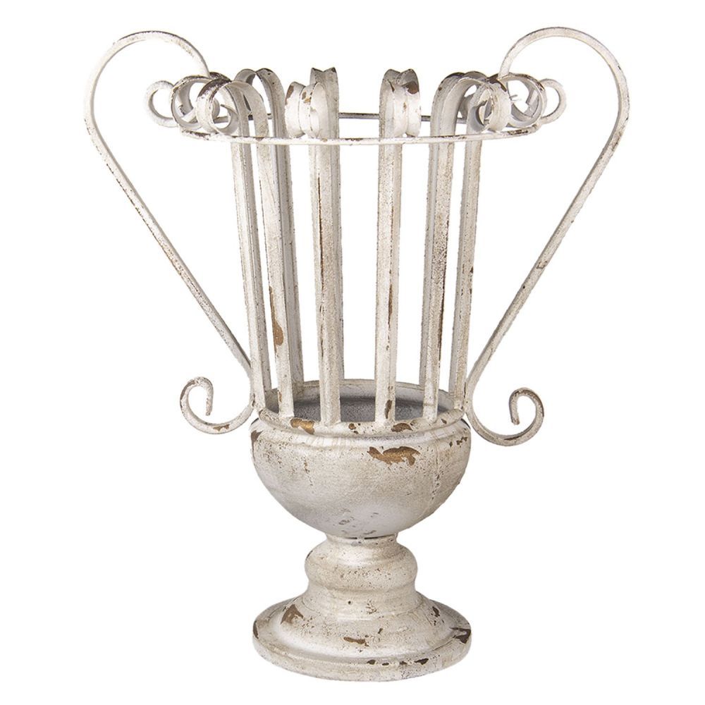 Bílá kovová dekorativní váza Antik - 42*30*48 cm Clayre & Eef - LaHome - vintage dekorace