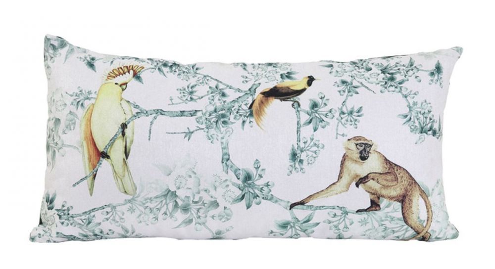 Bílý podlouhlý polštář s papoušky Daintree - 60*30 cm Light & Living - LaHome - vintage dekorace