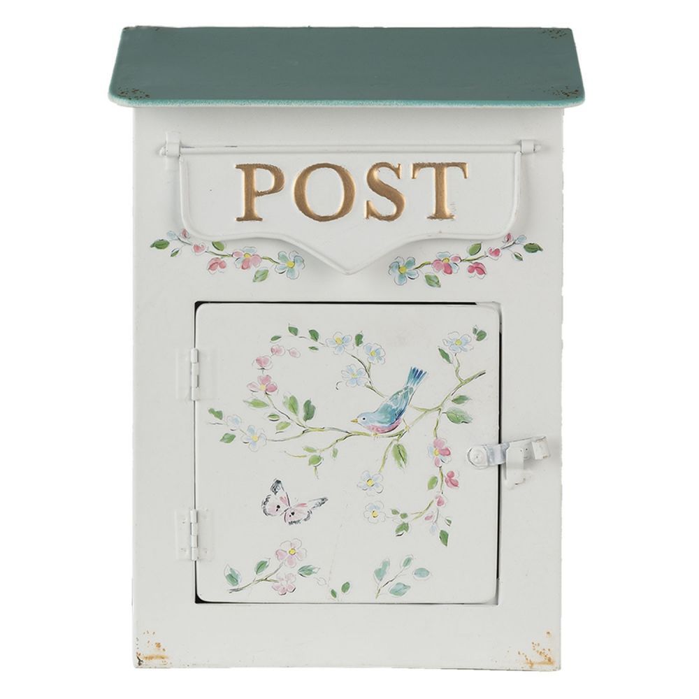 Krémová retro poštovní schránka s ptáčkem - 22*12*31 cm Clayre & Eef - LaHome - vintage dekorace