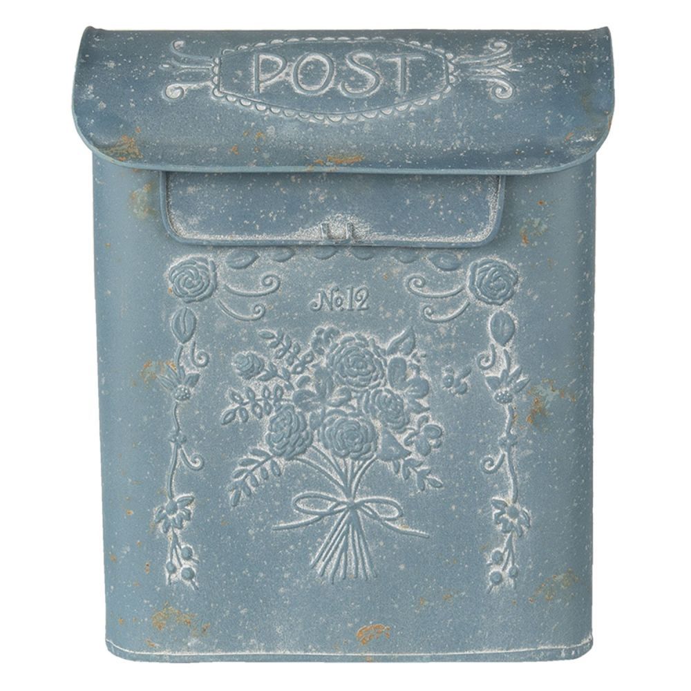 Modro šedá retro poštovní schránka No. 12 - 26*11*31 cm Clayre & Eef - LaHome - vintage dekorace