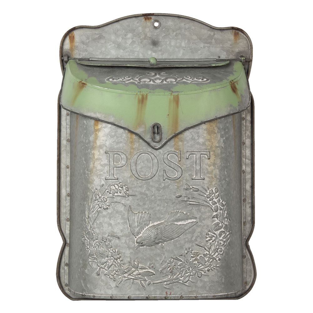 Šedivo zelenkavá retro poštovní schránka Cina - 27*8*39 cm Clayre & Eef - LaHome - vintage dekorace