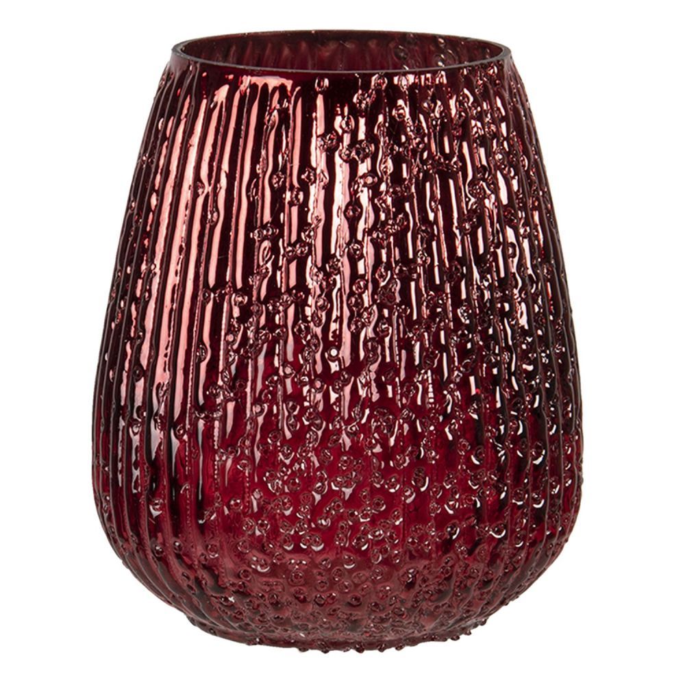 Červený bublinkový skleněný svícen Bubble L - Ø 13*13 cm Clayre & Eef - LaHome - vintage dekorace