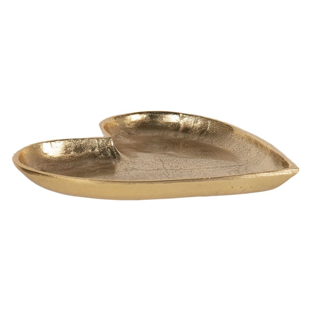 Zlatý dekorativní talíř z hliníku ve tvaru srdce L - 25*24*3 cm Clayre & Eef - LaHome - vintage dekorace
