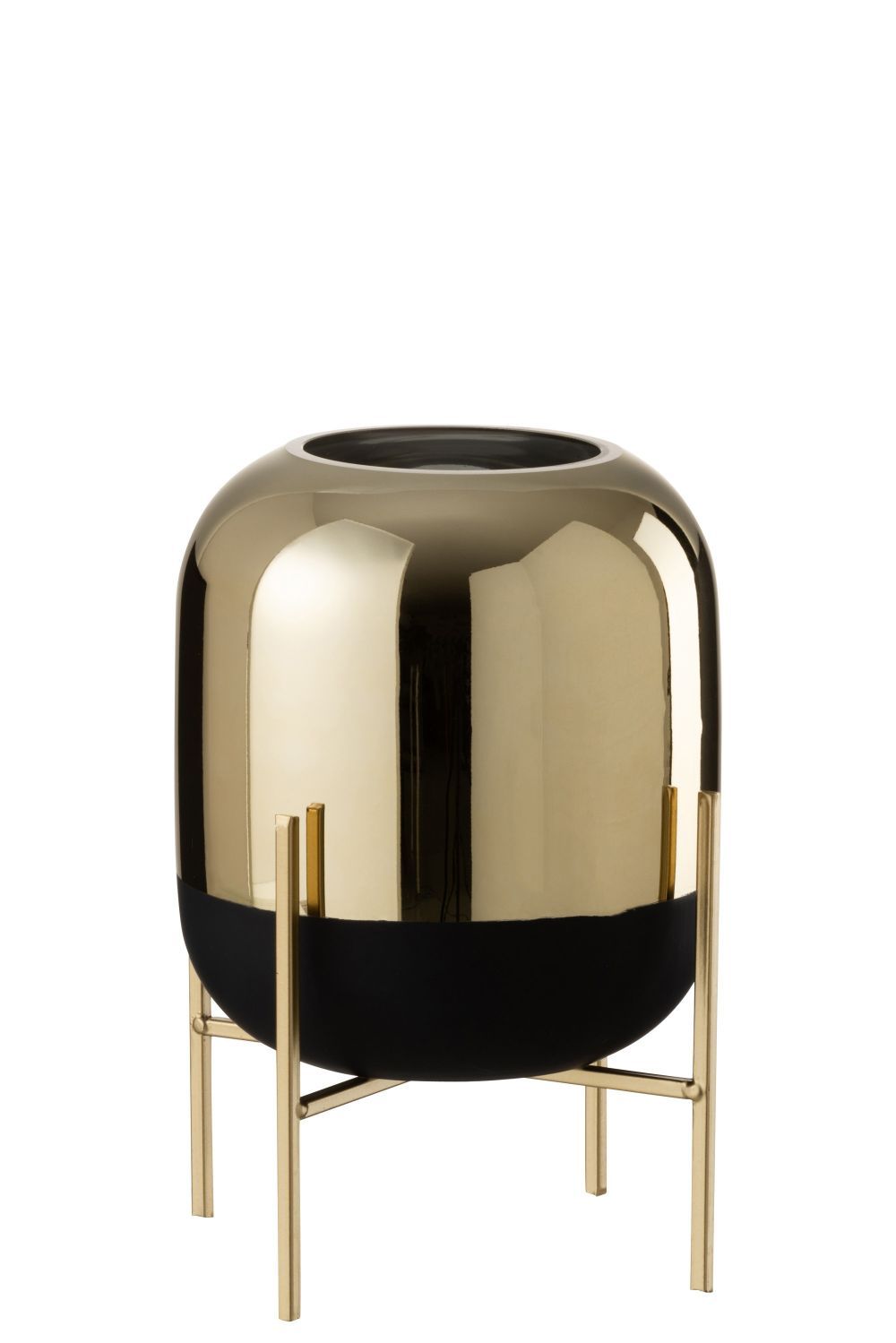 Skleněná černo-zlatá dekorační váza na podstavci - Ø 20*27cm J-Line by Jolipa - LaHome - vintage dekorace